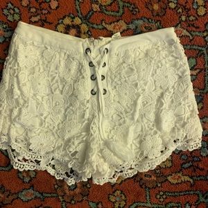 Forever21 crocheted lace up shorts sz. S/M